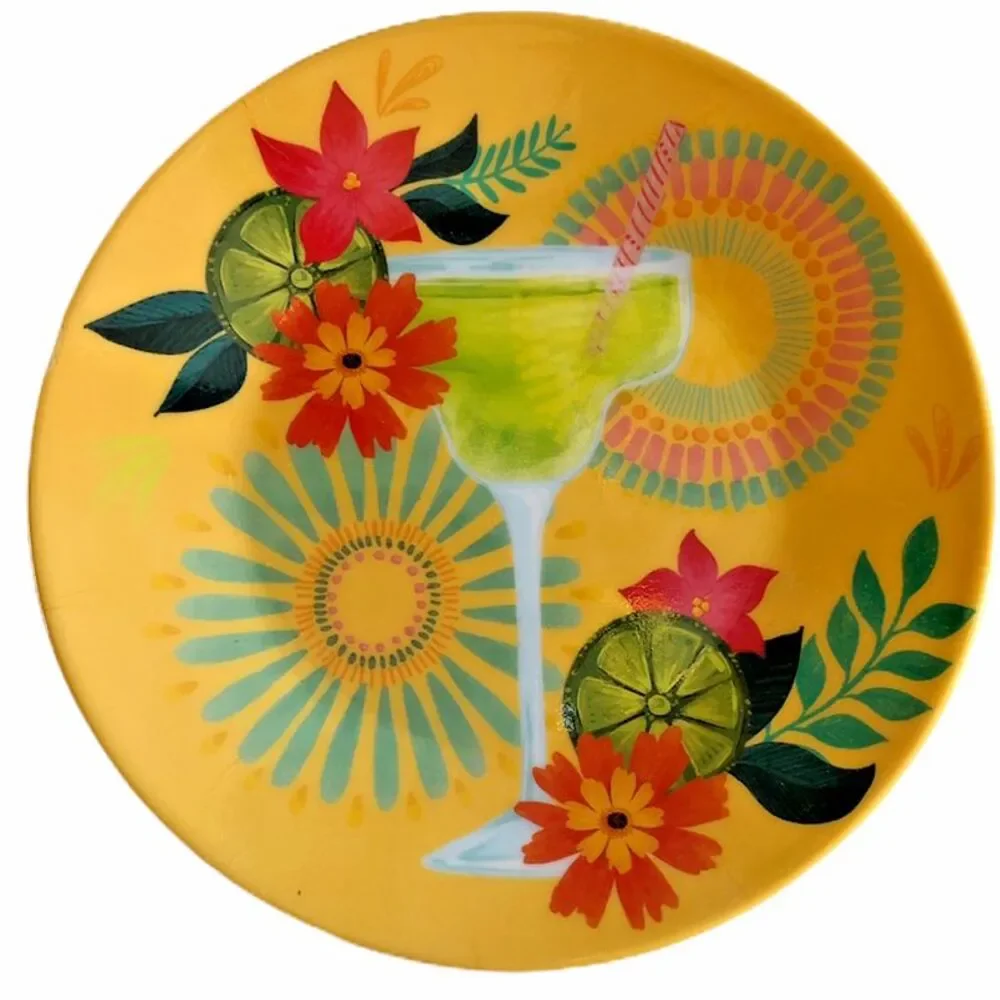 Tropical Drink Melamine Snack Appetizer Dessert Plates 6